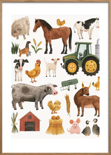 Lugten af nyslået hø - Oak Frame, With White Border