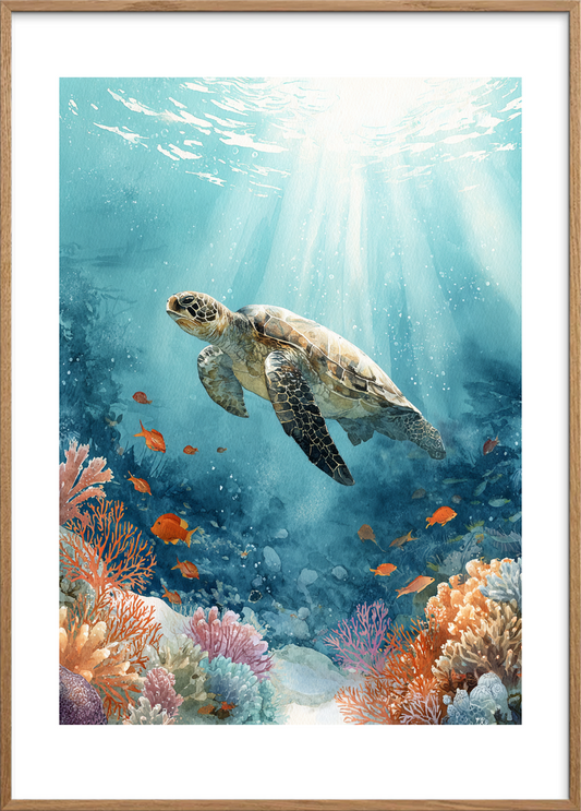 Skildpaddens tyste sang - Oak Frame, With White Border