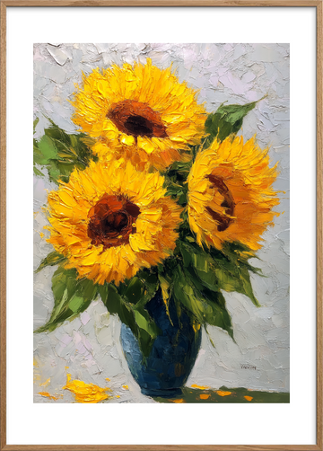 Solsikkernes stille sus - Oak Frame, With White Border