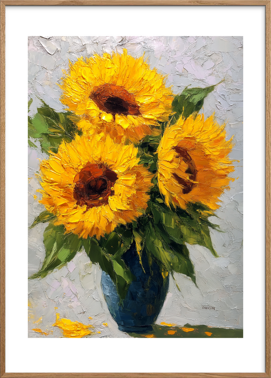 Solsikkernes stille sus - Oak Frame, With White Border