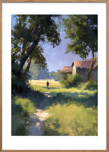 Sommervindens hvisken - Oak Frame, With White Border