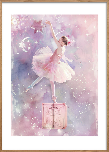 Hviskende stjernedans - Oak Frame, With White Border