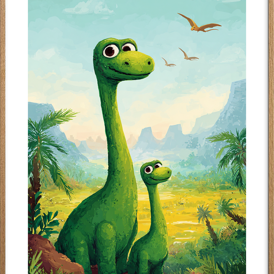 Langhalsenes sagte sus - Oak Frame, With White Border