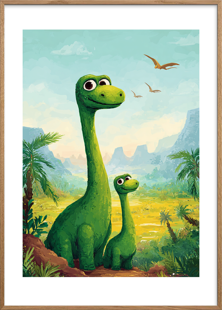 Langhalsenes sagte sus - Oak Frame, With White Border