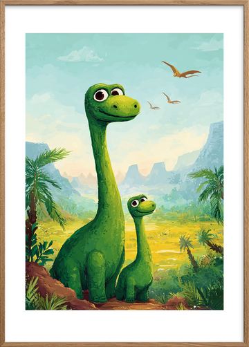 Langhalsenes sagte sus - Oak Frame, With White Border