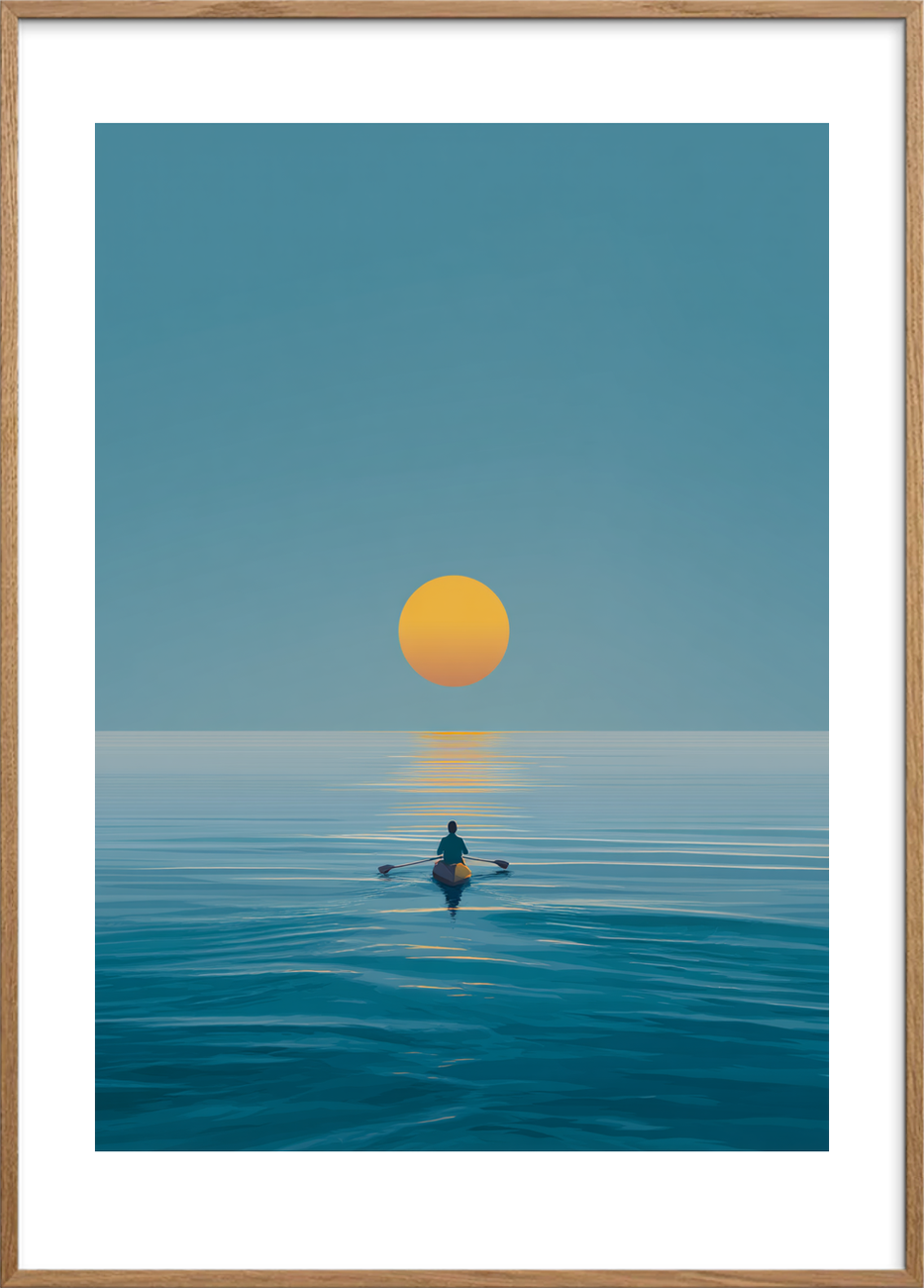 Solens varme på tungen - Oak Frame, With White Border