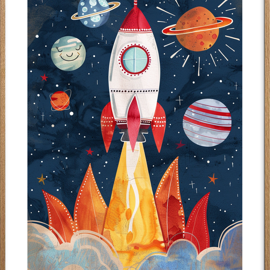 Smagen af stjerneskud - Oak Frame, With White Border