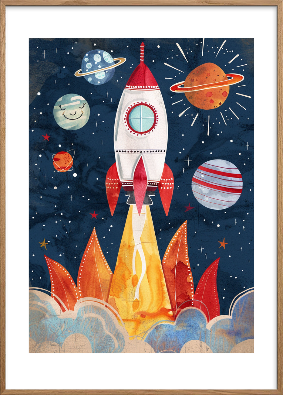 Smagen af stjerneskud - Oak Frame, With White Border