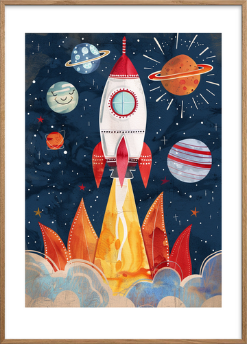 Smagen af stjerneskud - Oak Frame, With White Border