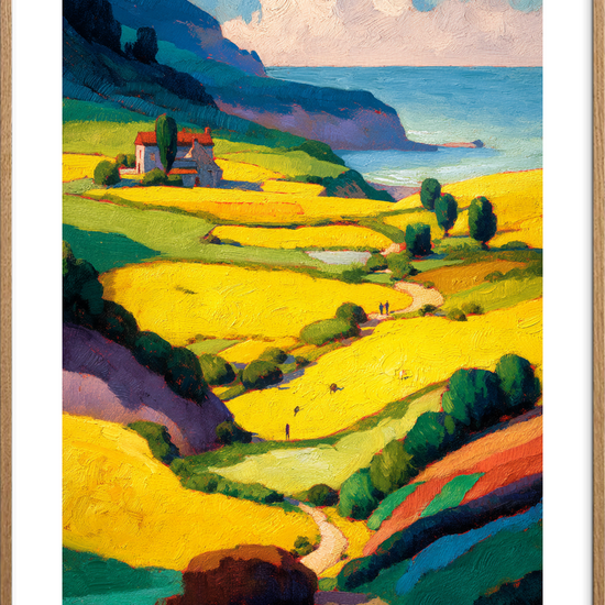 Sommerens gyldne sus - Oak Frame, With White Border