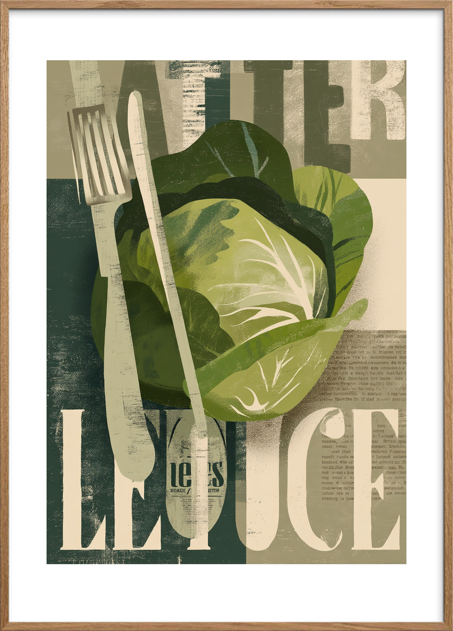 Knasende grøn symfoni - Oak Frame, With White Border