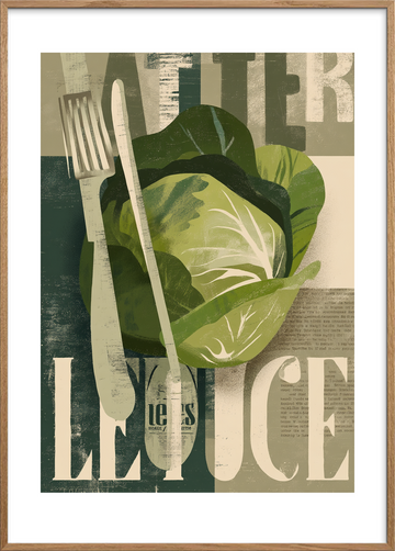 Knasende grøn symfoni - Oak Frame, With White Border