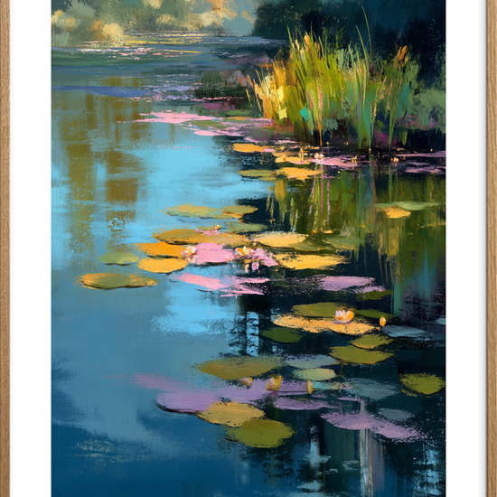 Vandets sagte klang - Oak Frame, With White Border