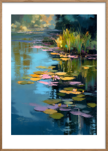 Vandets sagte klang - Oak Frame, With White Border