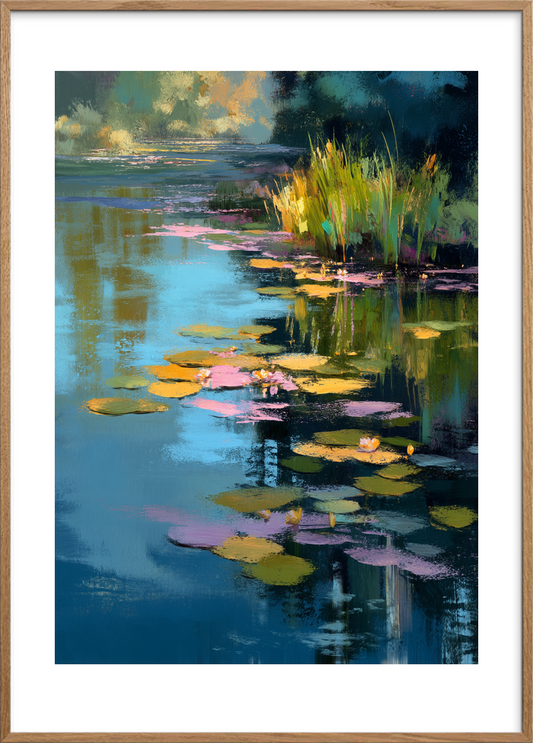 Vandets sagte klang - Oak Frame, With White Border