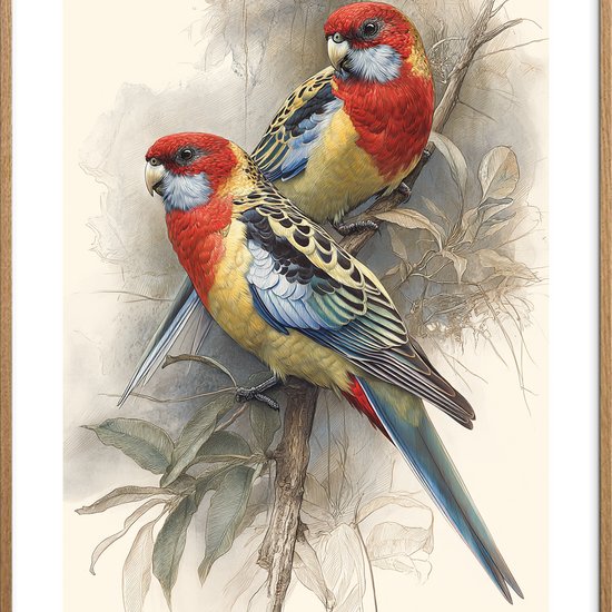 Sang af silke - Oak Frame, With White Border