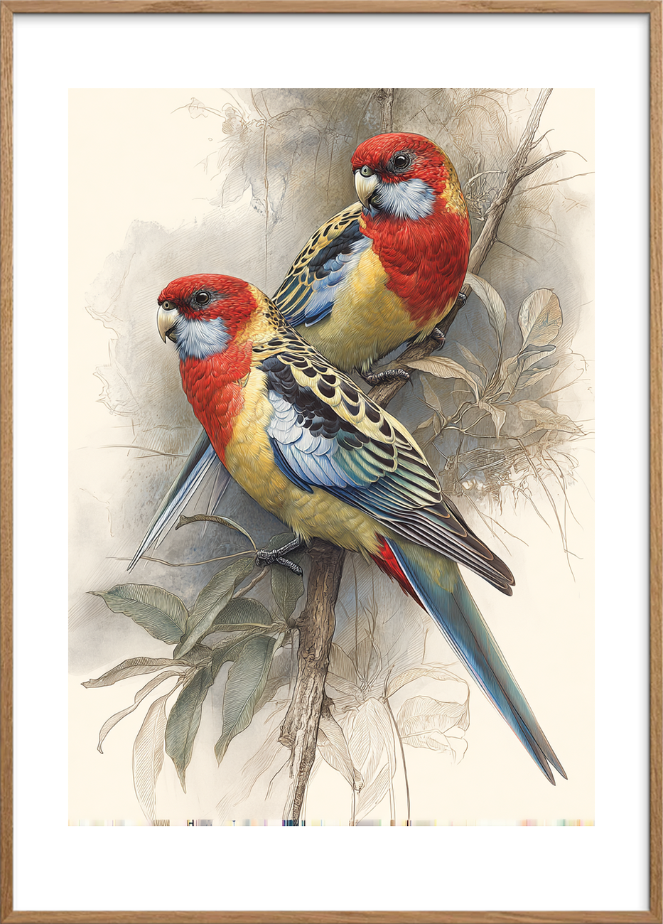 Sang af silke - Oak Frame, With White Border