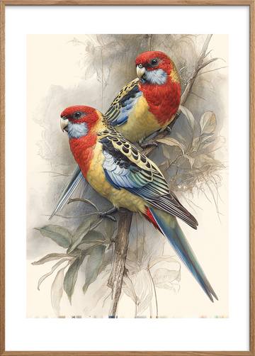 Sang af silke - Oak Frame, With White Border