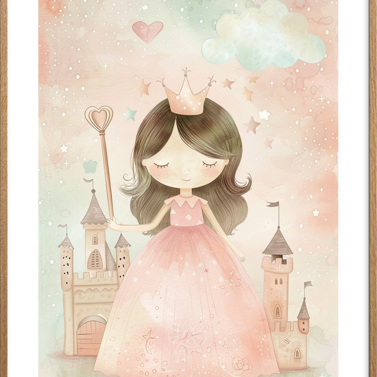 Kongelig stille hvisken - Oak Frame, With White Border