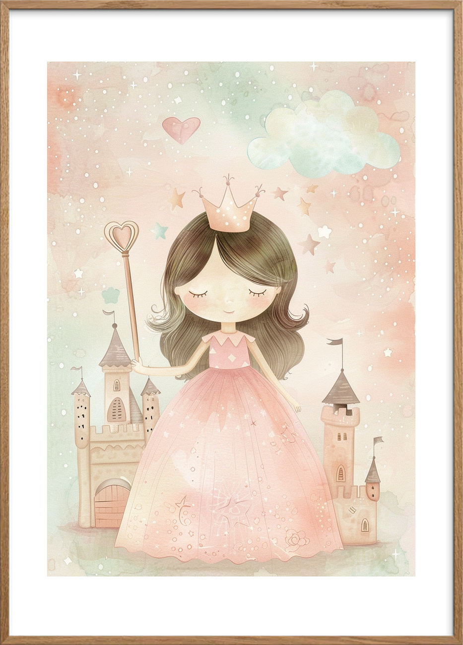 Kongelig stille hvisken - Oak Frame, With White Border