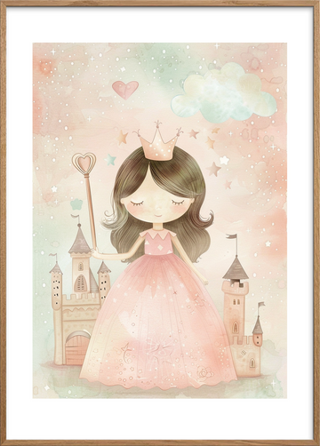 Kongelig stille hvisken - Oak Frame, With White Border