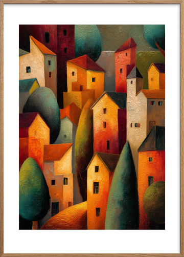 Lyden af stille gader - Oak Frame, With White Border