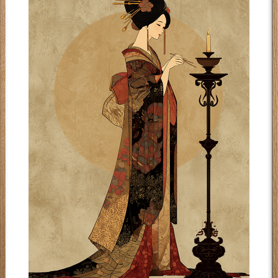 Silkens kølige kærtegn - Oak Frame, With White Border