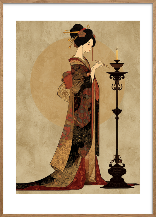 Silkens kølige kærtegn - Oak Frame, With White Border