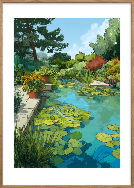 Vandets stille sang - Oak Frame, With White Border