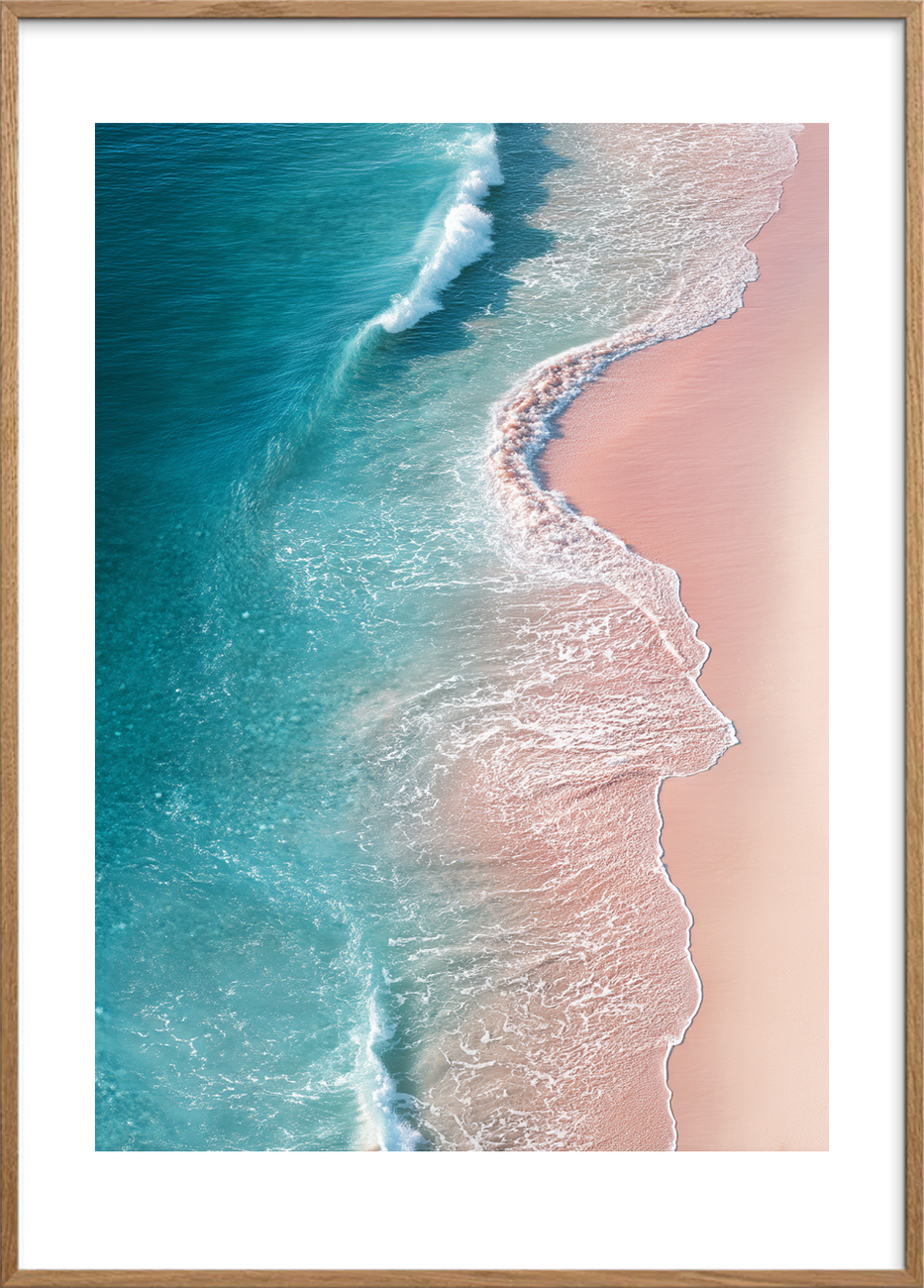 Havets hvisken mod sandet - Oak Frame, With White Border