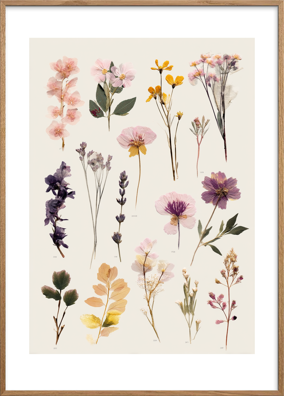 Hvisken fra tørret flora - Oak Frame, With White Border