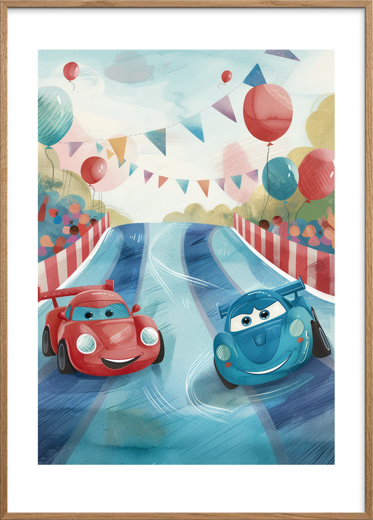 Dæk der synger af fart - Oak Frame, With White Border