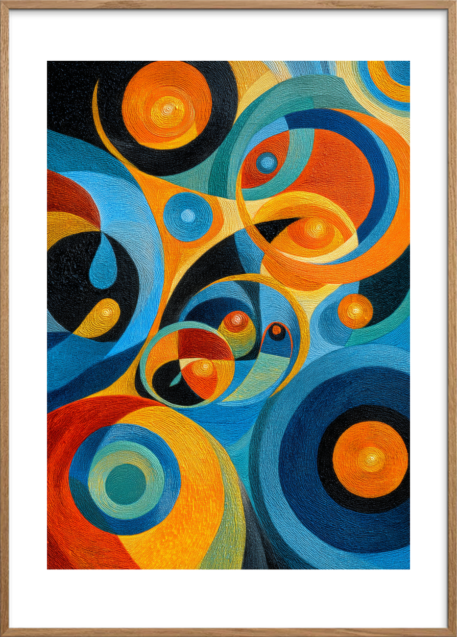 Klang af solens ringe - Oak Frame, With White Border