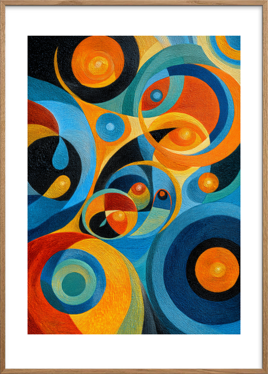 Klang af solens ringe - Oak Frame, With White Border