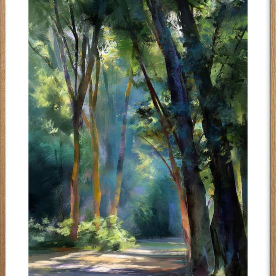 Skovens bløde hvisken - Oak Frame, With White Border