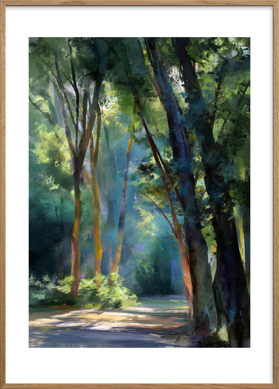 Skovens bløde hvisken - Oak Frame, With White Border