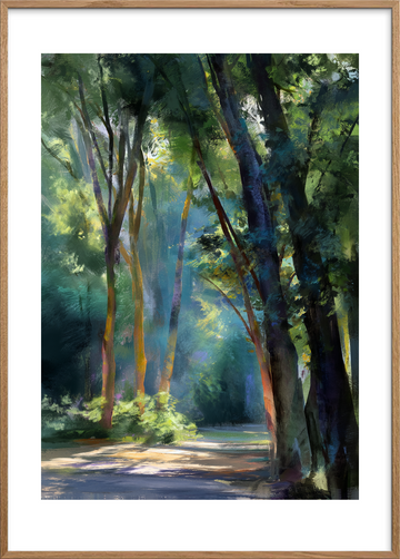 Skovens bløde hvisken - Oak Frame, With White Border