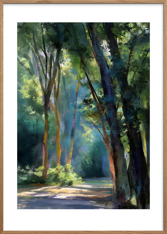 Skovens bløde hvisken - Oak Frame, With White Border
