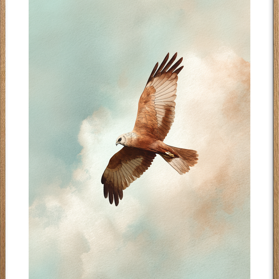 Vindens stille hvisken - Oak Frame, With White Border