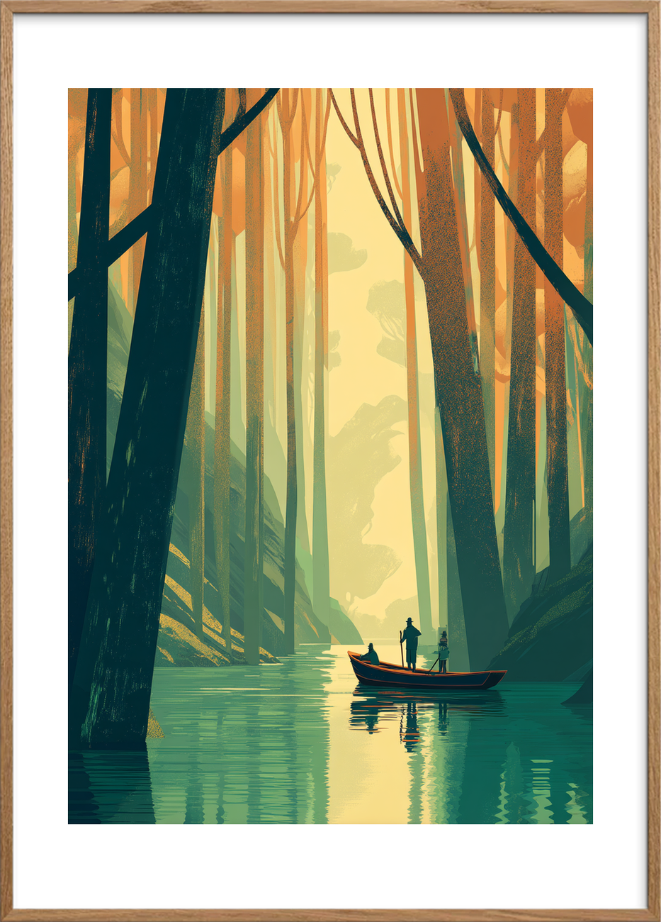 Skovens stille hvisken - Oak Frame, With White Border