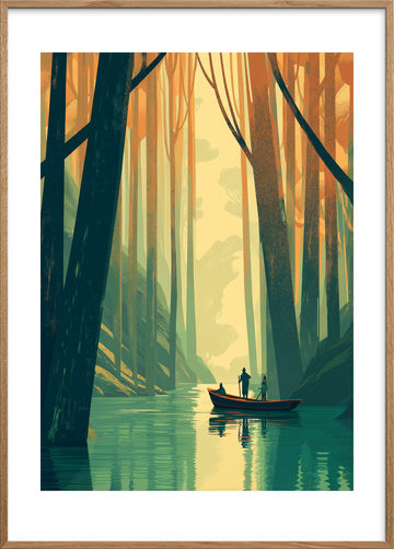 Skovens stille hvisken - Oak Frame, With White Border