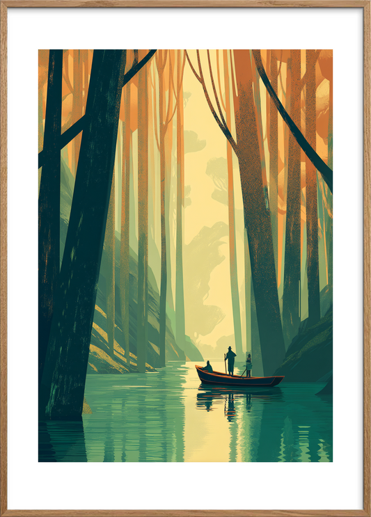 Skovens stille hvisken - Oak Frame, With White Border