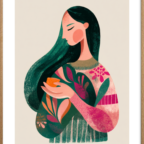 Smagen af grønne minder - Oak Frame, With White Border