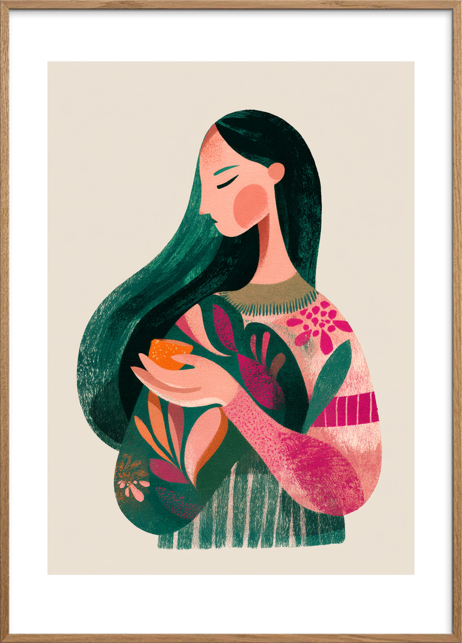 Smagen af grønne minder - Oak Frame, With White Border