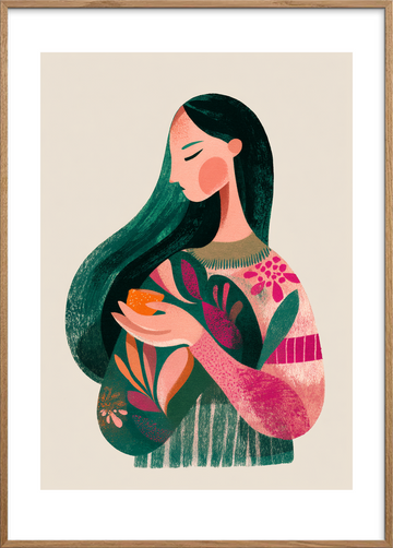 Smagen af grønne minder - Oak Frame, With White Border