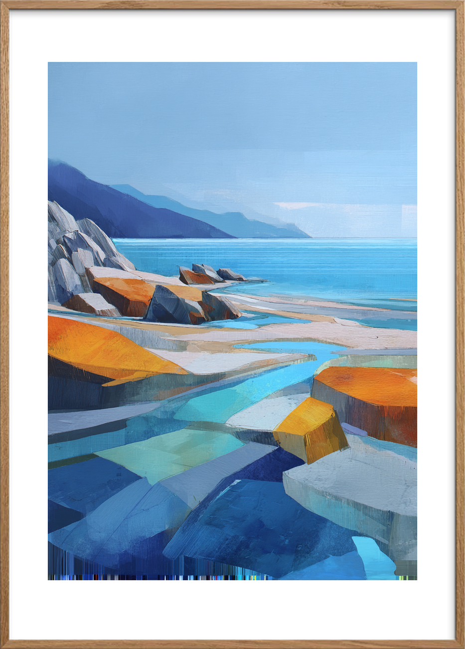 Bølgernes salte hvisken - Oak Frame, With White Border