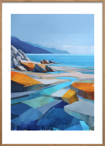 Bølgernes salte hvisken - Oak Frame, With White Border