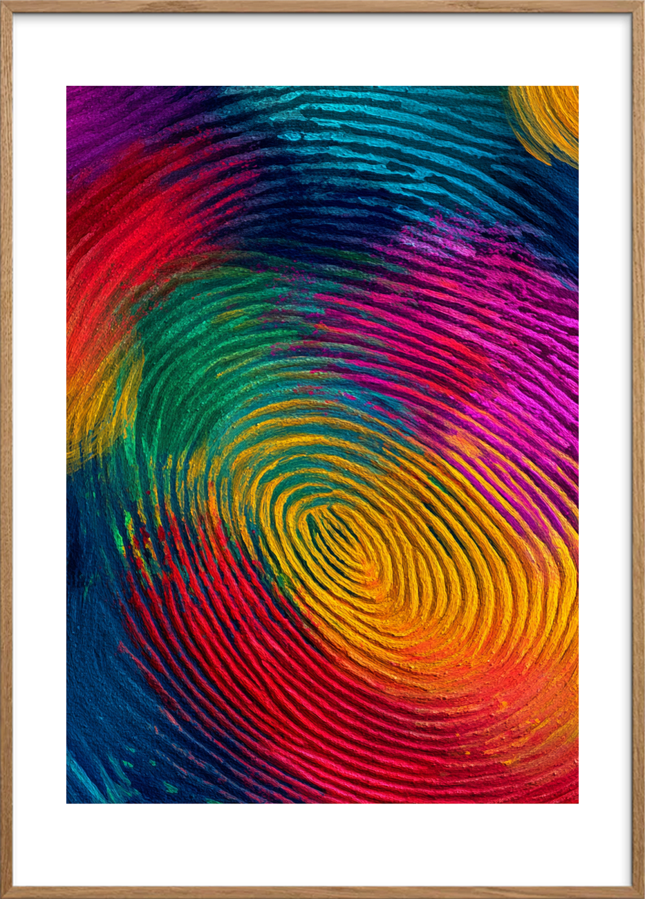 Spiralens sagte sus - Oak Frame, With White Border