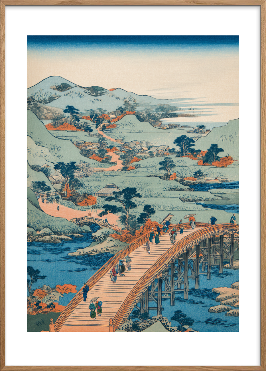 Broens blide hvisken - Oak Frame, With White Border