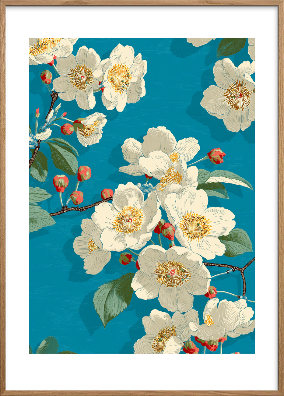 Blid duft af sommerregn - Oak Frame, With White Border